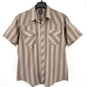 VTG RockCreek Ranch Mens 17.5 Western Pearl Snap Button Shirt Lightweight Poly